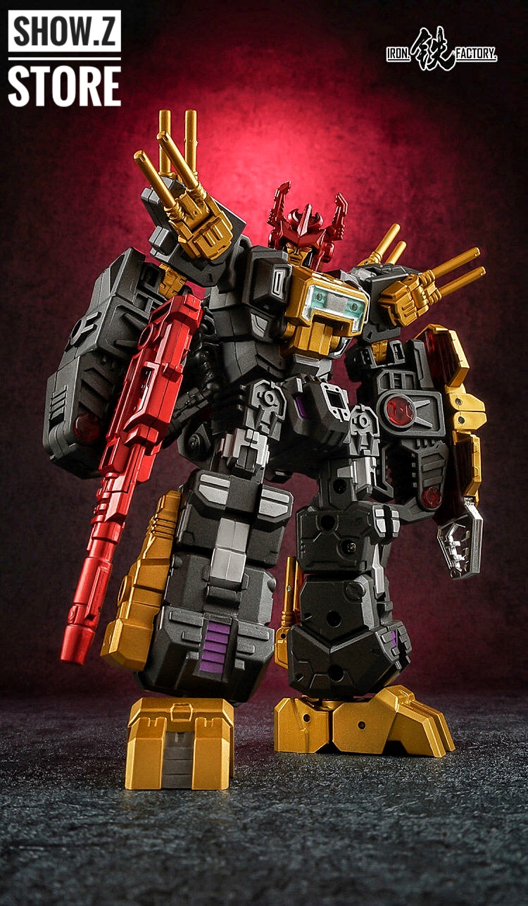 Iron Factory LordScorpion Dark robot front view yellow accents weapon accessories Iron Factory LordScorpion Dark robot front view yellow accents weapon accessories