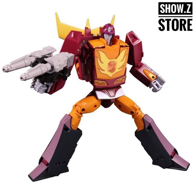 Takara MP-40 Targetmaster Hot Rodimus blue red robot with weapons mid-pose Takara MP-40 Targetmaster Hot Rodimus blue red robot with weapons mid-pose
