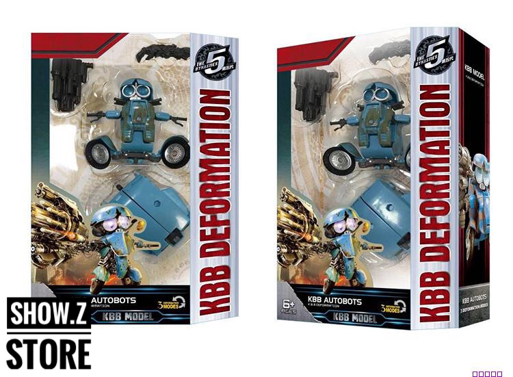 KBB Sqweeks product packaging blue white robot motorcycle deformation KBB Sqweeks product packaging blue white robot motorcycle deformation