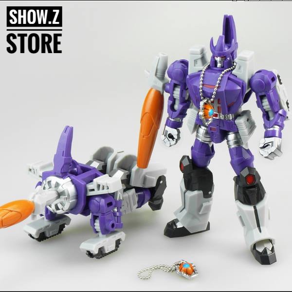 MechFansToys MF-07 Galvatron purple robot with orange cannon standing pose MechFansToys MF-07 Galvatron purple robot with orange cannon standing pose
