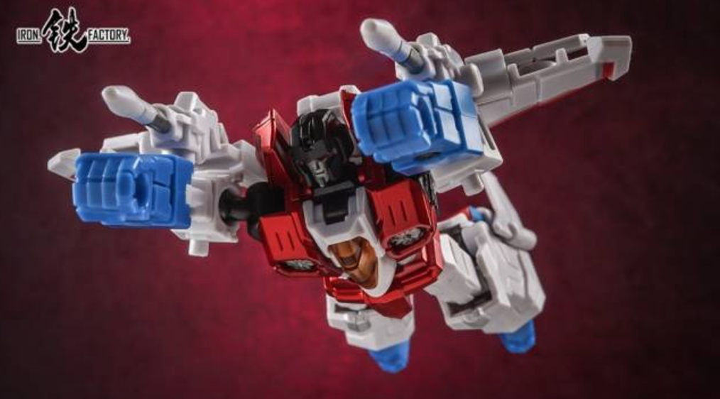 Iron Factory IF-EX20R Starscream compact form red white blue low angle Iron Factory IF-EX20R Starscream compact form red white blue low angle