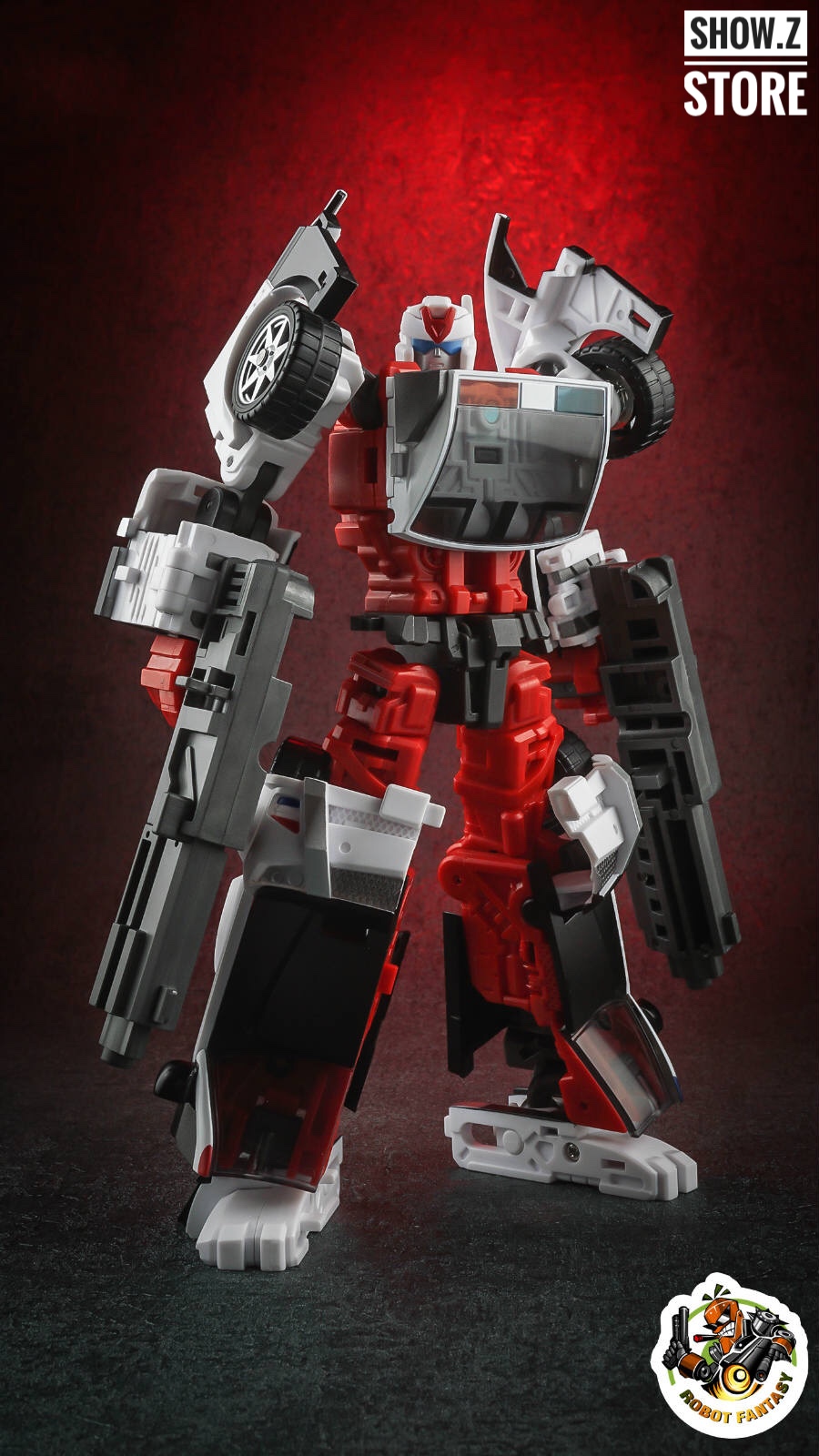 Yes Model YM13 Rover Streetwise red white robot standing with accessories Yes Model YM13 Rover Streetwise red white robot standing with accessories