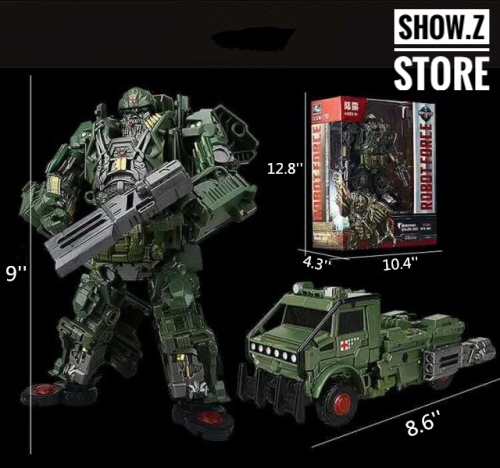 Model Wizard MW-003 Hound green robot with red feet measurement display Model Wizard MW-003 Hound green robot with red feet measurement display