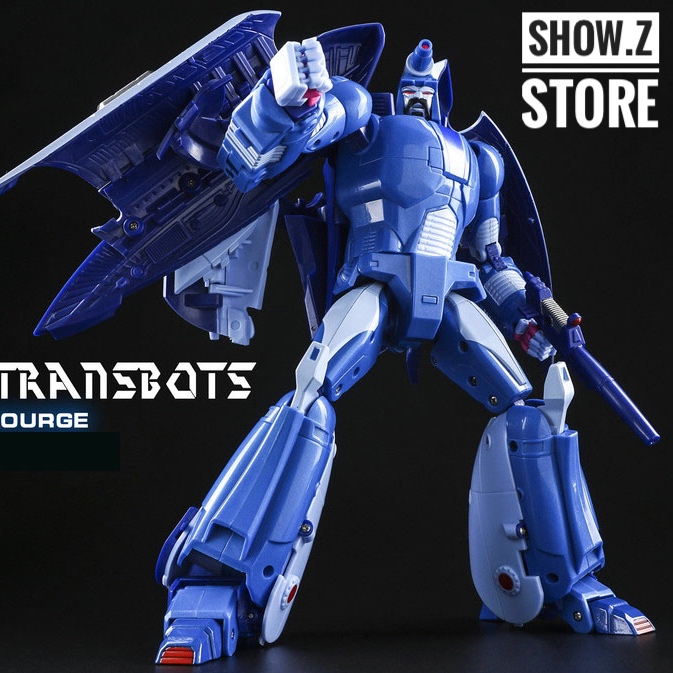 XTransbots MX-II Andras Scourge blue white robot large wings extended XTransbots MX-II Andras Scourge blue white robot large wings extended