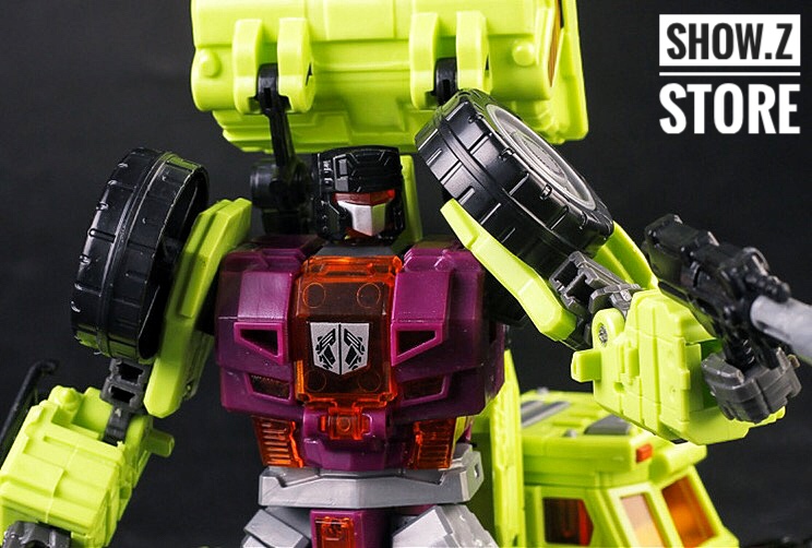 NBK Scrapper robot yellow lime chest detail front facing NBK Scrapper robot yellow lime chest detail front facing