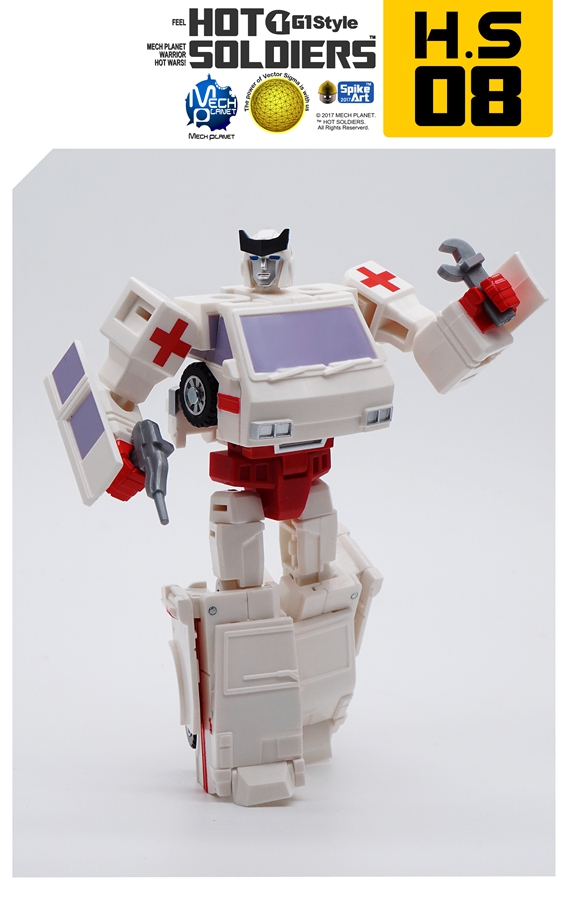 Mech Planet Ratchet mini ambulance robot side angle moving parts Mech Planet Ratchet mini ambulance robot side angle moving parts