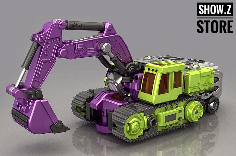 NBK Navvy purple lime robot excavator mode vehicle transform NBK Navvy purple lime robot excavator mode vehicle transform