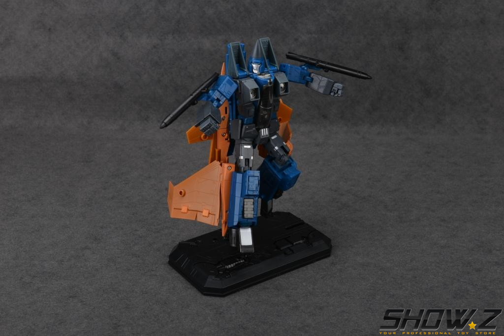 Yes Model Dirge conehead seeker blue orange robot side view Yes Model Dirge conehead seeker blue orange robot side view