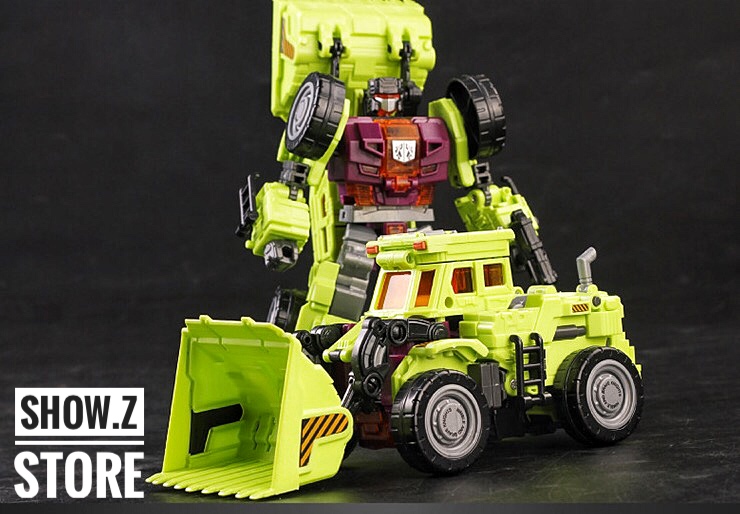 NBK Scrapper transformation yellow lime red robot standing NBK Scrapper transformation yellow lime red robot standing