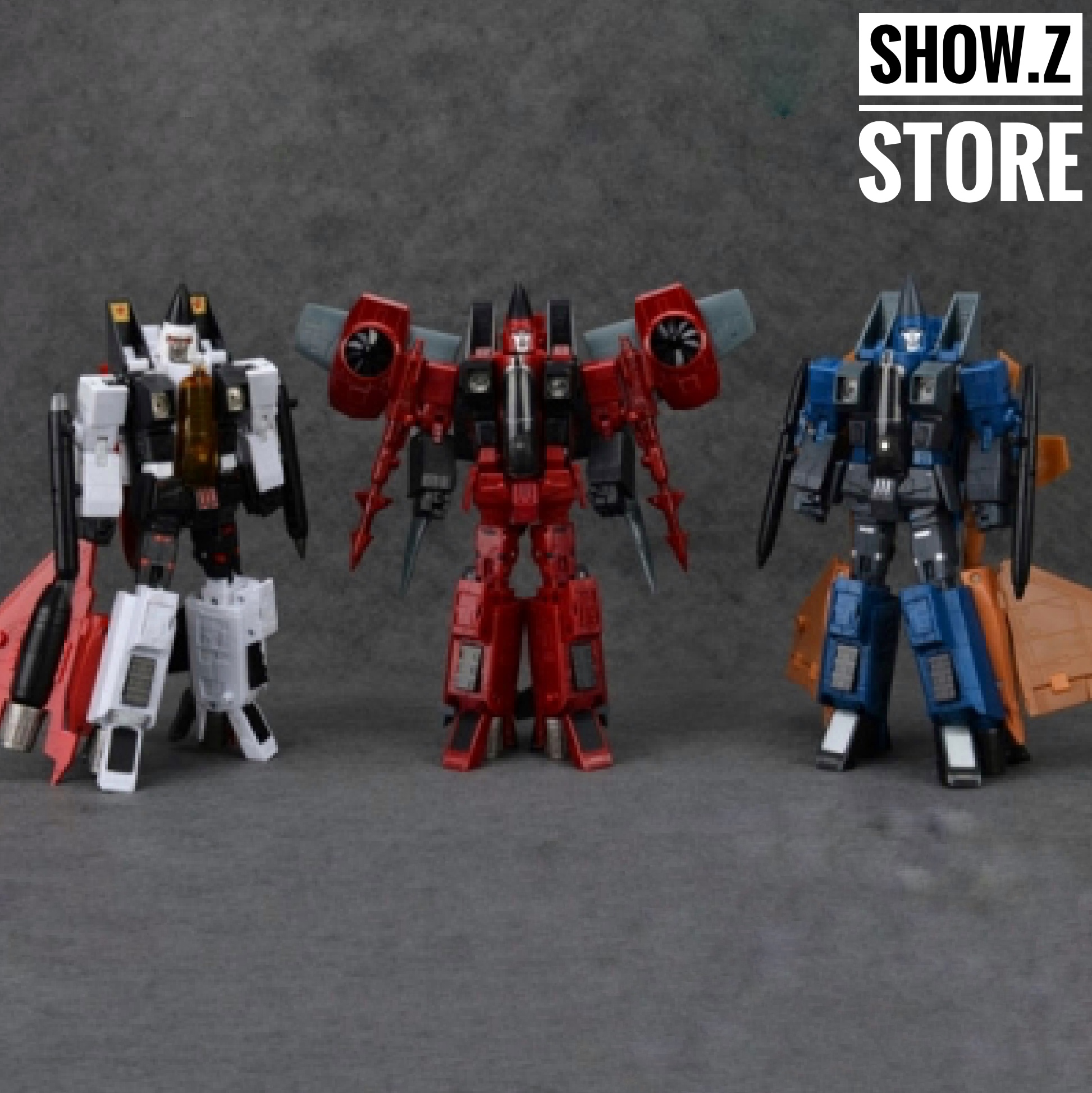 Yes Model Conehead set Dirge Ramjet Thrust three robots grouped Yes Model Conehead set Dirge Ramjet Thrust three robots grouped