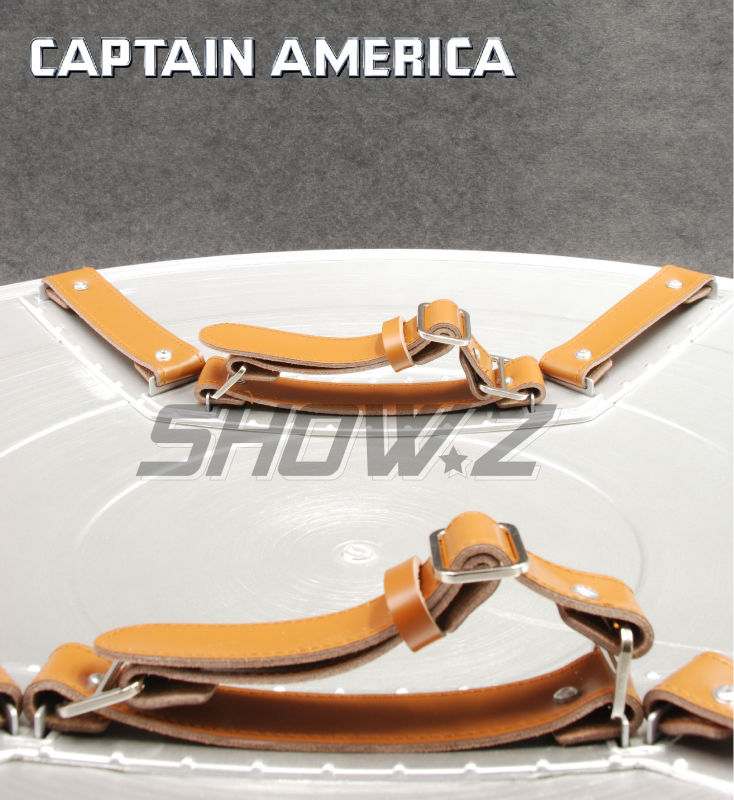 CATTOYS Captain America Shield V2 worn edges tan leather strap CATTOYS Captain America Shield V2 worn edges tan leather strap