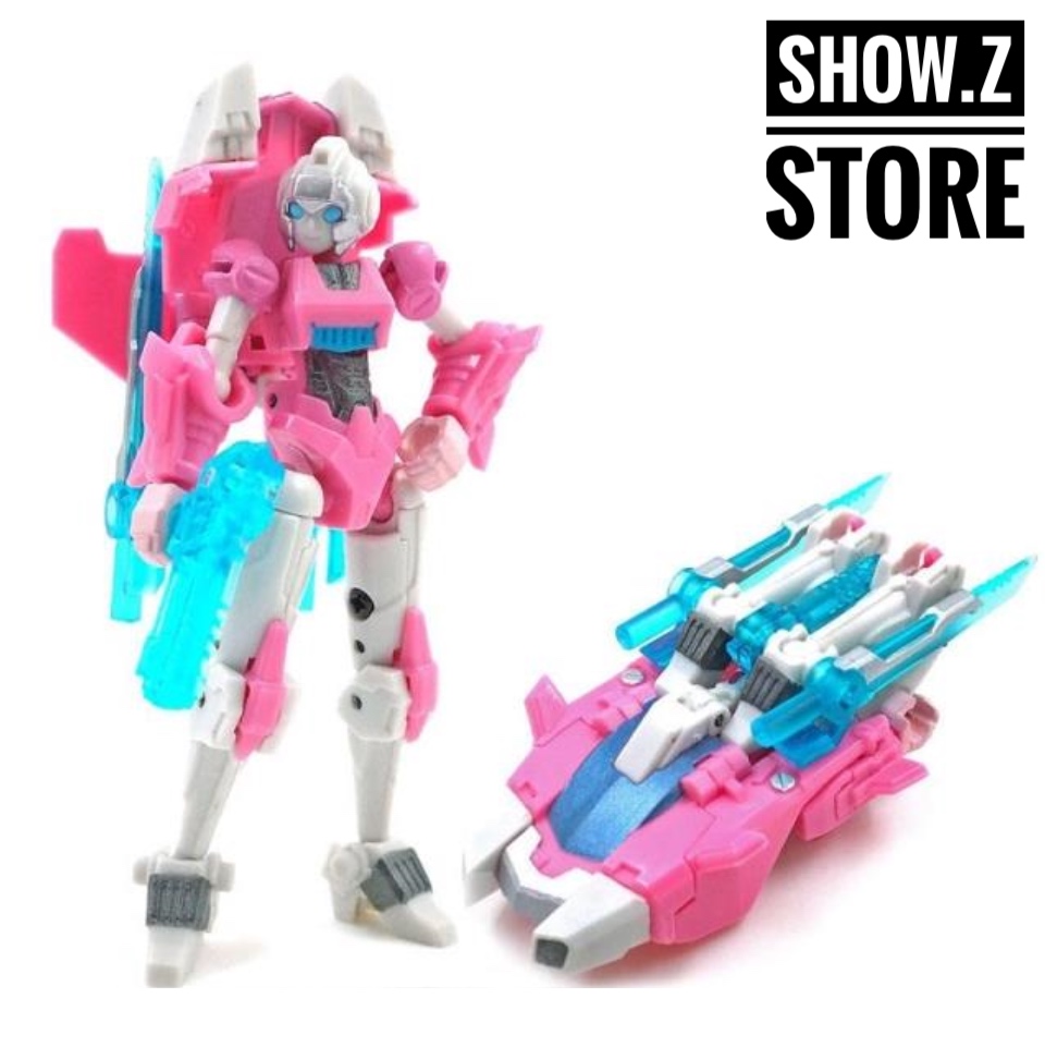 IronFactory IF EX16 Pink Assassin Arcee pink white robot female fighter with cyan blades IronFactory IF EX16 Pink Assassin Arcee pink white robot female fighter with cyan blades