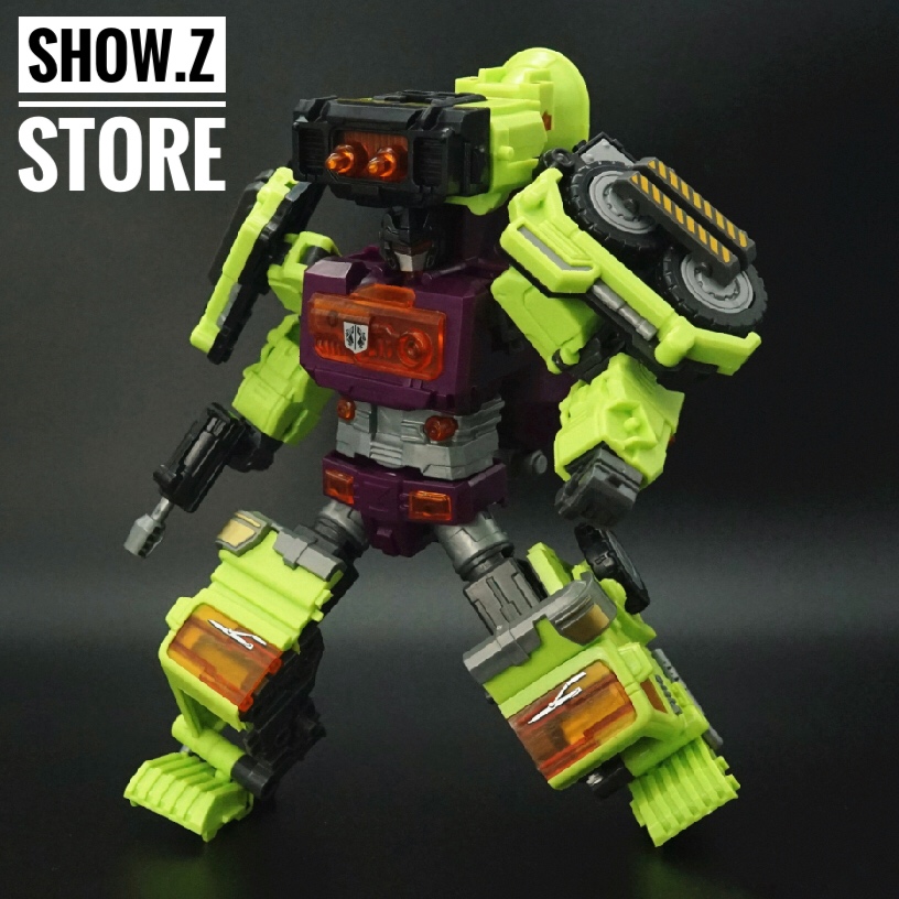 NBK-04 Mixer Truck MixMaster lime green robot standing pose NBK-04 Mixer Truck MixMaster lime green robot standing pose