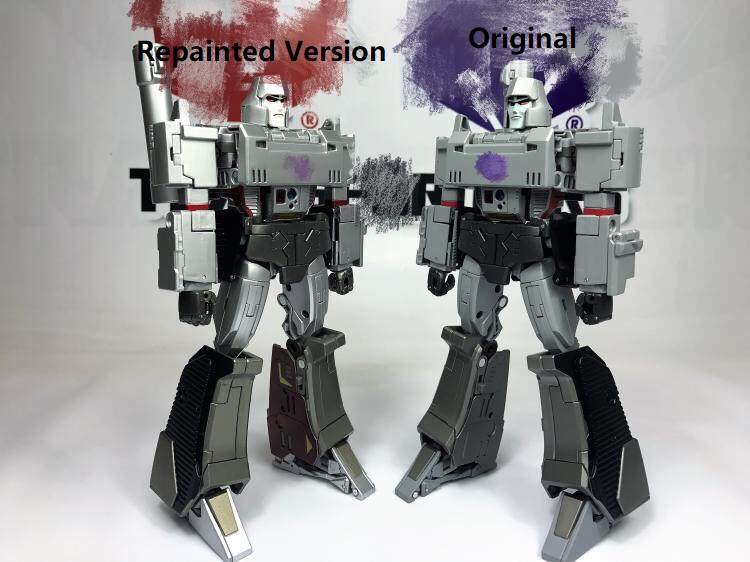 Repainted Megatron front view with original version showing color differences Repainted Megatron front view with original version showing color differences