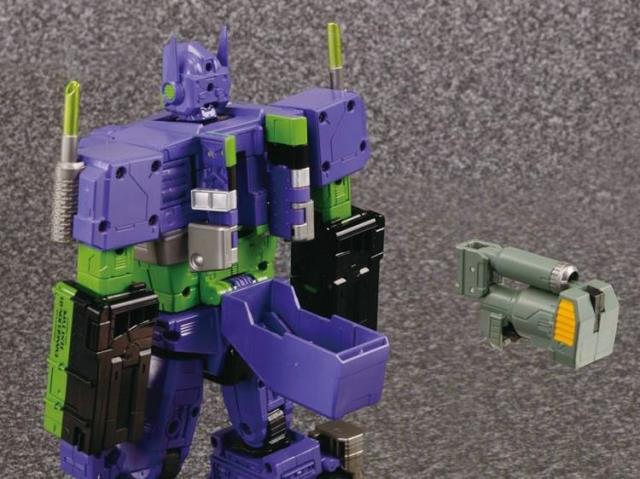 Purple and black painted robot in dynamic action pose Purple and black painted robot in dynamic action pose