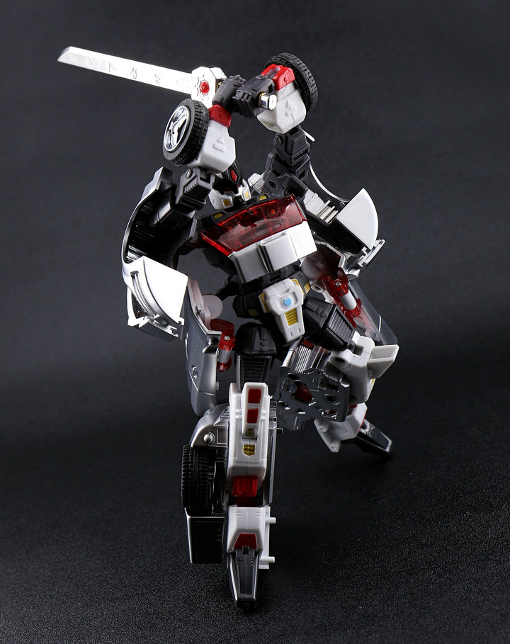 BlitzWarrior robot transforming from truck with red and white colors BlitzWarrior robot transforming from truck with red and white colors
