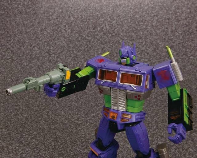 Robot figure holding energon axe with dramatic lighting Robot figure holding energon axe with dramatic lighting