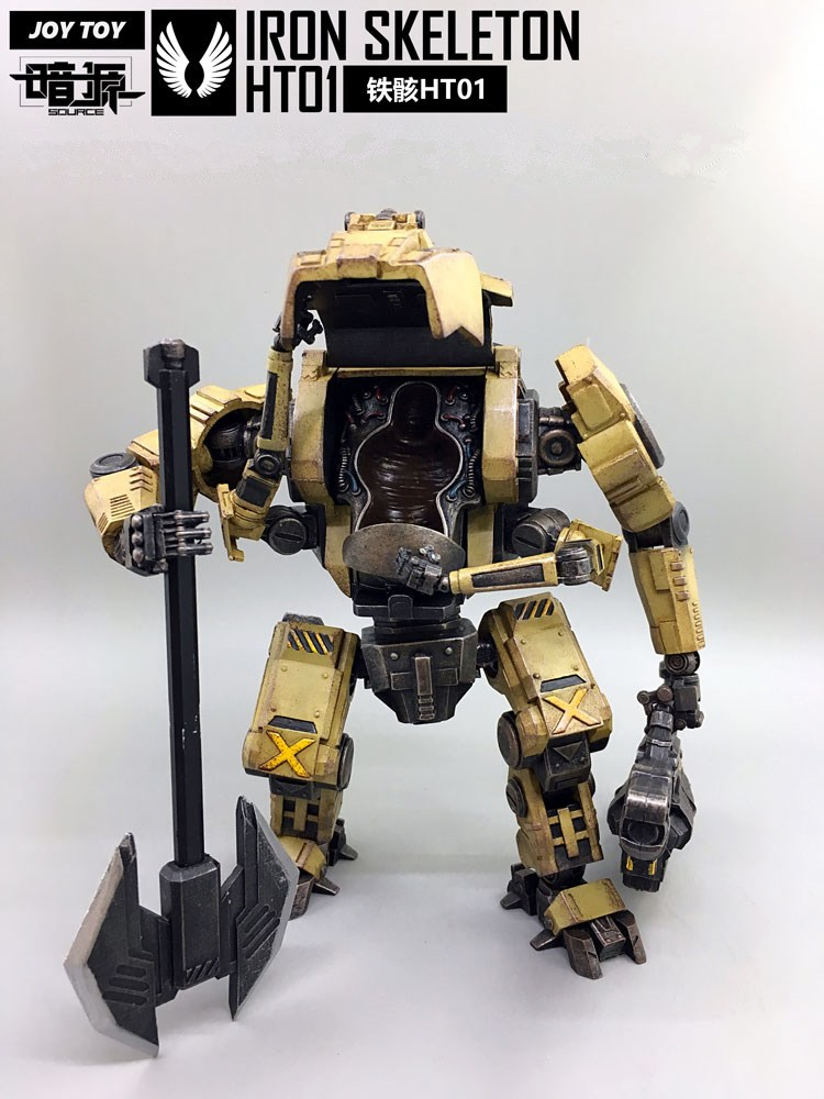 Golden military-style armor robot with detailed weathering and tactical appearance Golden military-style armor robot with detailed weathering and tactical appearance