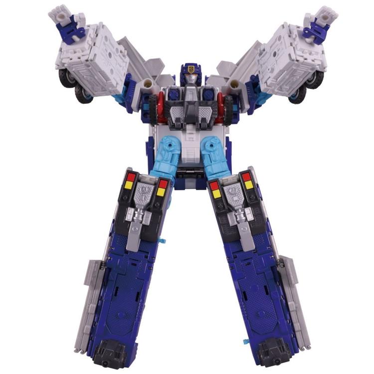 Red blue white Constructor robot fire truck vehicle mode shown Red blue white Constructor robot fire truck vehicle mode shown