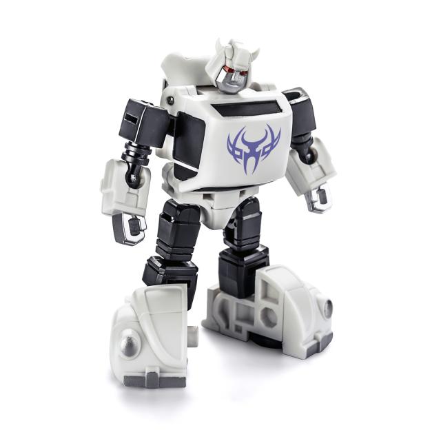 White armored robot warrior in action pose White armored robot warrior in action pose