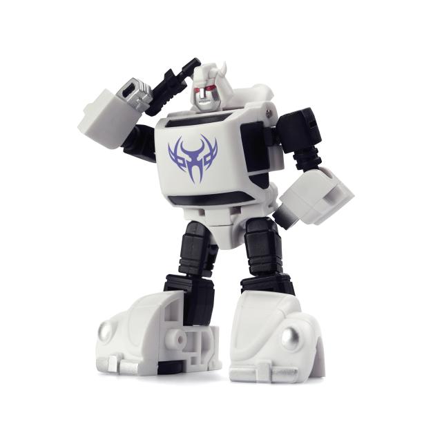 Purple energy chain and white robot figure standing Purple energy chain and white robot figure standing