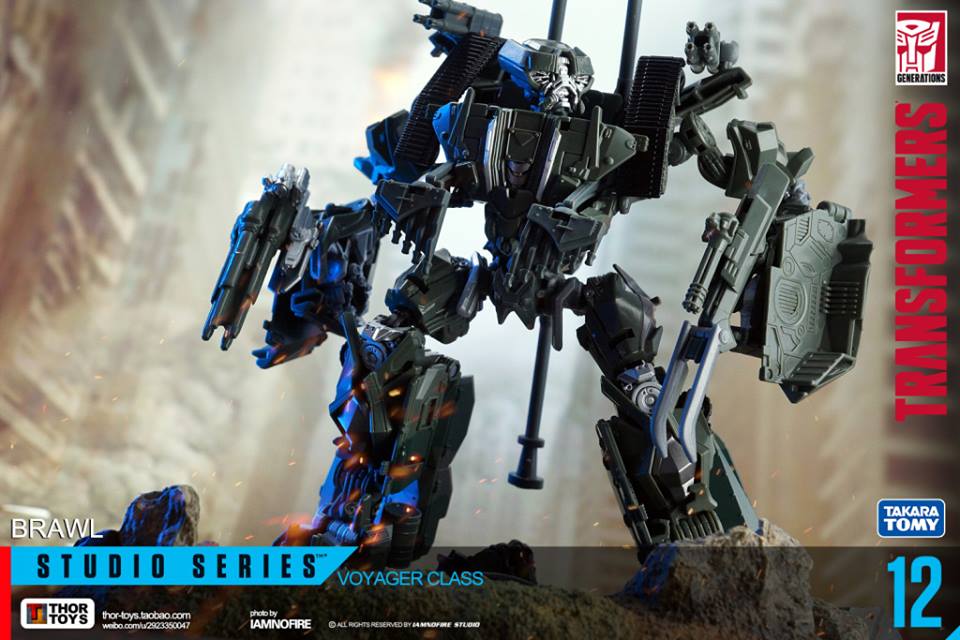 Blue-accented robot warrior in dynamic combat position Blue-accented robot warrior in dynamic combat position