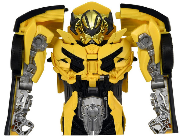 Front view of yellow Bumblebee robot face Front view of yellow Bumblebee robot face