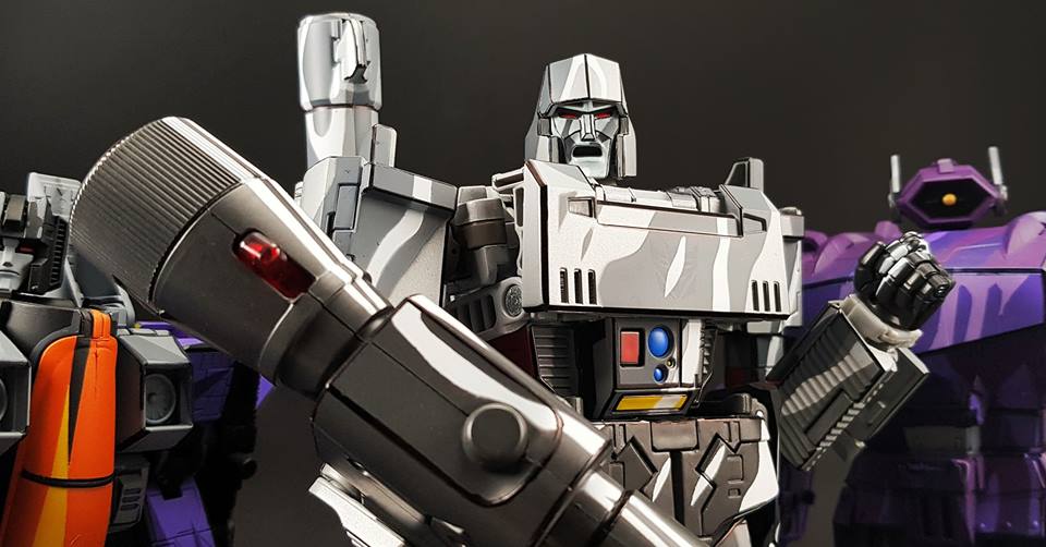 Megatron with Soundwave gun attachment and Decepticon allies Megatron with Soundwave gun attachment and Decepticon allies