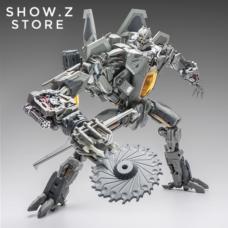 Grey Starscream robot with large circular weapon Grey Starscream robot with large circular weapon