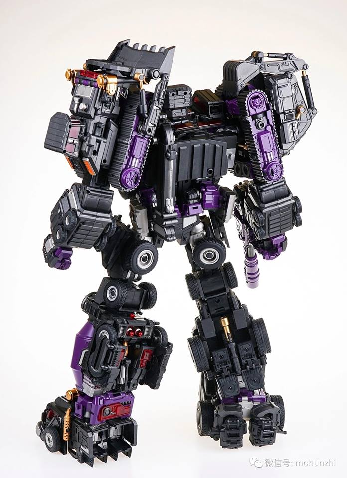 Devastator robot with extended arms in metallic finish Devastator robot with extended arms in metallic finish