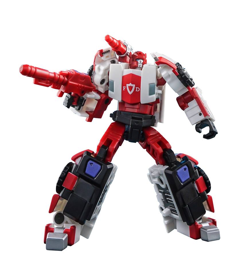 red and white robot mode with cannons red and white robot mode with cannons