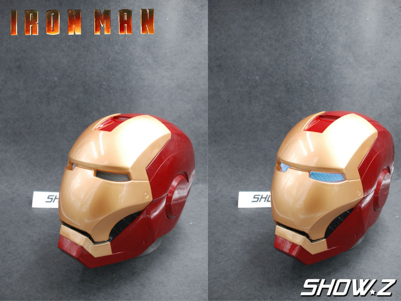 Iron Man helmet with motorcycle inner padding detail Iron Man helmet with motorcycle inner padding detail