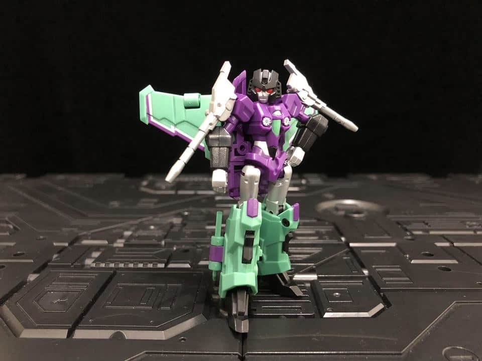 Shrike's Feather robot with articulated limbs and weapon attachments Shrike's Feather robot with articulated limbs and weapon attachments