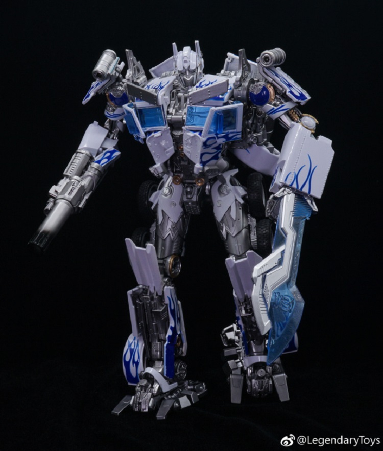 Optimus Prime robot white version front facing figure display Optimus Prime robot white version front facing figure display