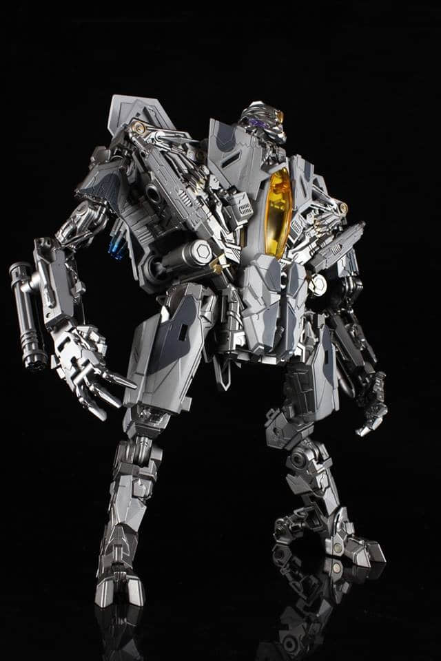 Detailed robot figure with metallic grey and blue accents Detailed robot figure with metallic grey and blue accents