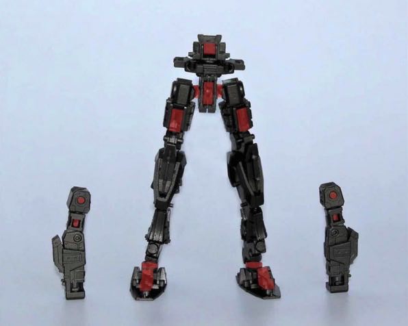 3R Duel Gundam back view showing detailed articulation and panel lines 3R Duel Gundam back view showing detailed articulation and panel lines