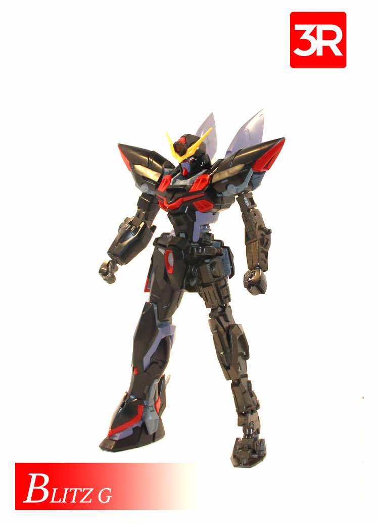 3R Blitz Gundam with large beam sabers and dynamic action pose 3R Blitz Gundam with large beam sabers and dynamic action pose