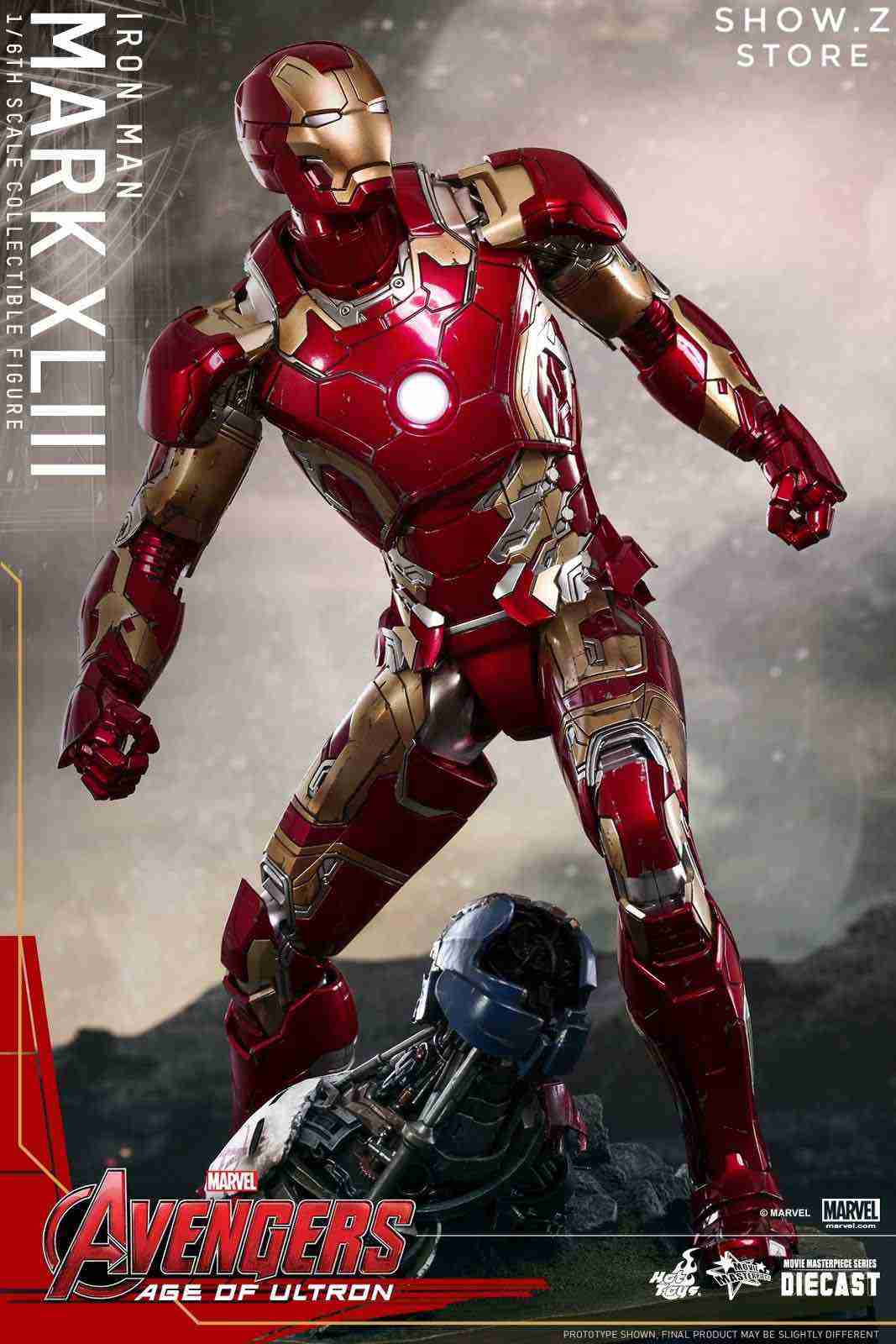 Mark XLIII figure in action pose with base display Mark XLIII figure in action pose with base display