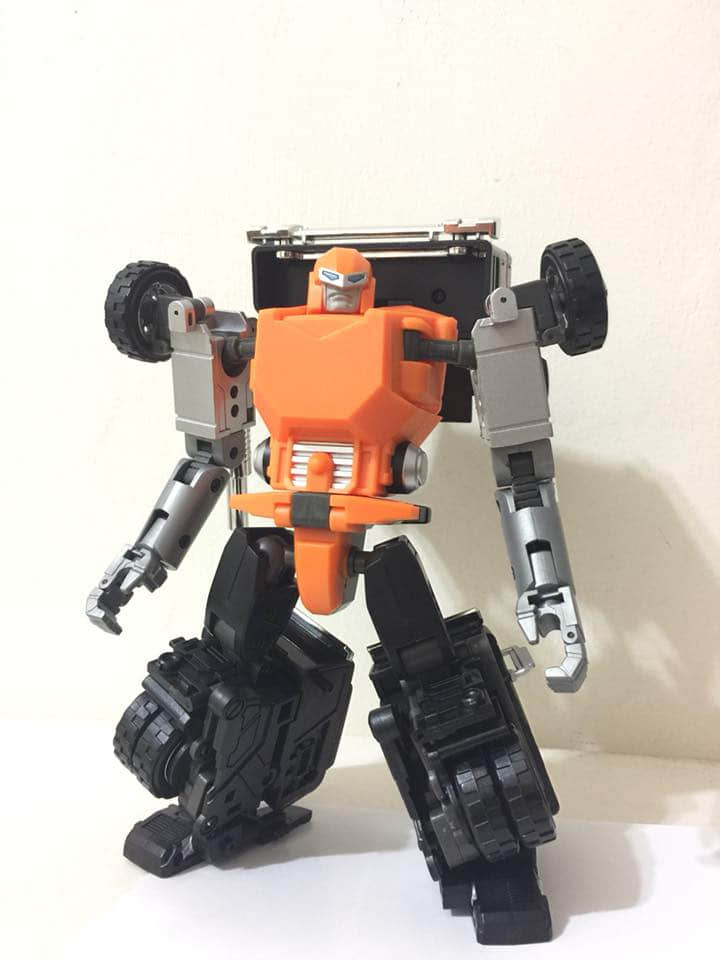 Orange white black robot arms extended weapons pose modes Orange white black robot arms extended weapons pose modes