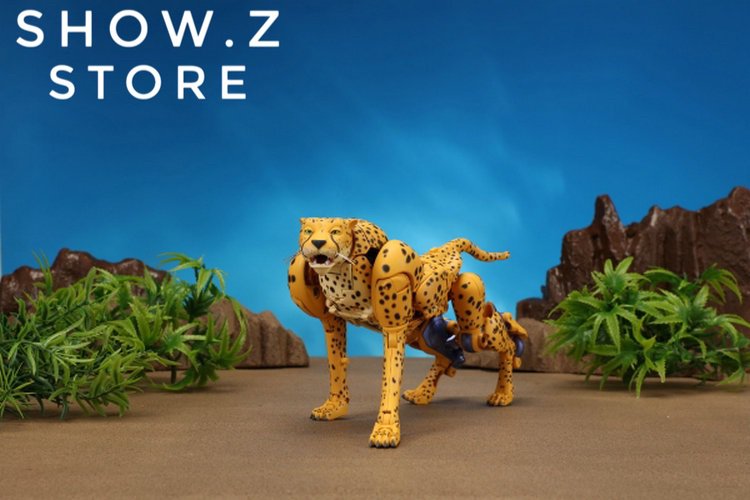 Cheetah robot in desert environment with rocky background Cheetah robot in desert environment with rocky background