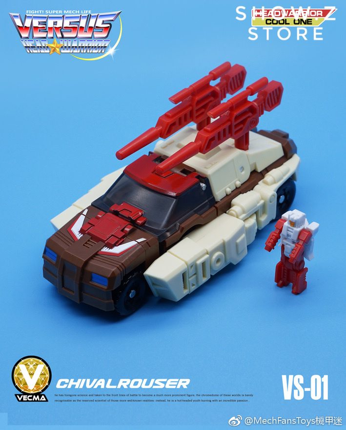 Brown armor robot with red weapons in humanoid stance Brown armor robot with red weapons in humanoid stance