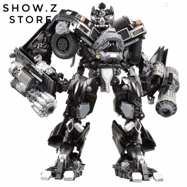 Black gray white robot warrior in standing position Black gray white robot warrior in standing position