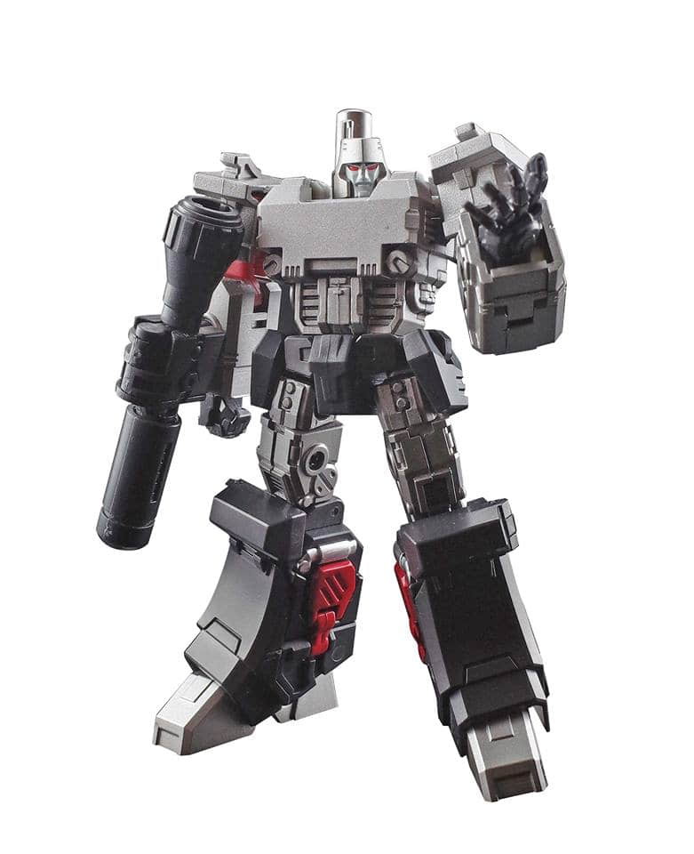 Black red robot figure in dynamic combat stance pose Black red robot figure in dynamic combat stance pose