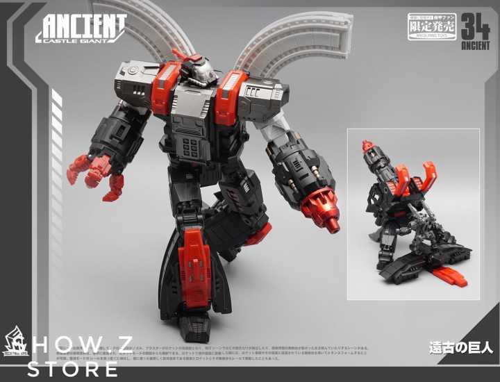 Massive transforming red and black construction robot with detailed armor Massive transforming red and black construction robot with detailed armor