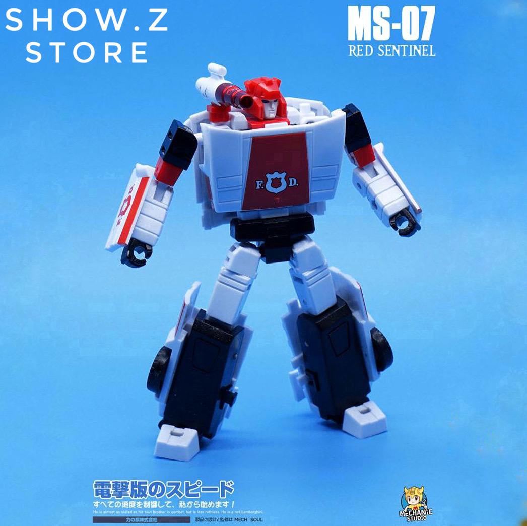 MechFansToys MS-07 Red Sentinel Red Alert police car transformer robot figure MechFansToys MS-07 Red Sentinel Red Alert police car transformer robot figure