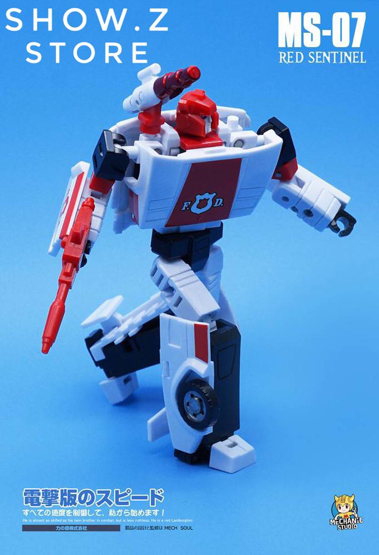 MechFansToys MS-07 Red Alert action figure in robot mode with articulated limbs MechFansToys MS-07 Red Alert action figure in robot mode with articulated limbs