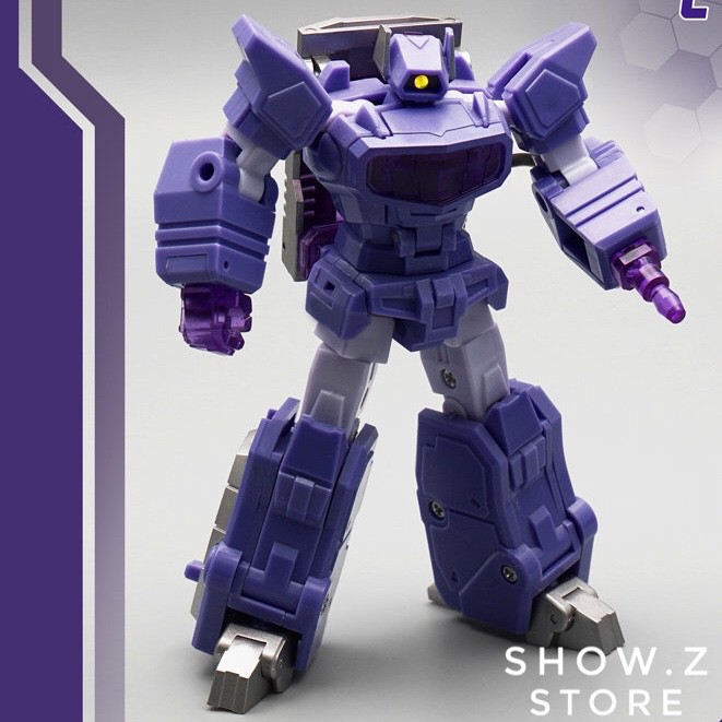Purple Laserwave Shockwave G1 robot in tall muscular stance pose Purple Laserwave Shockwave G1 robot in tall muscular stance pose