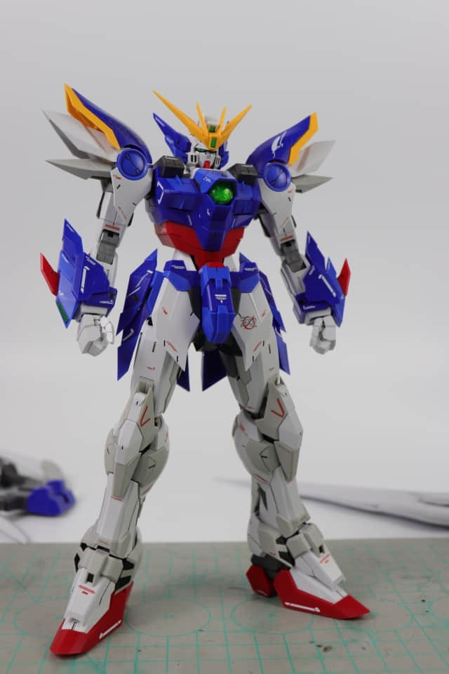 XXXG-00W0 Wing Zero Gundam fully extended wings pose XXXG-00W0 Wing Zero Gundam fully extended wings pose