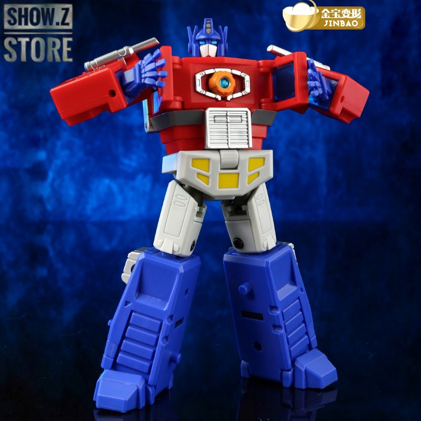 Blue truck cab and red body transforming robot figure displayed Blue truck cab and red body transforming robot figure displayed