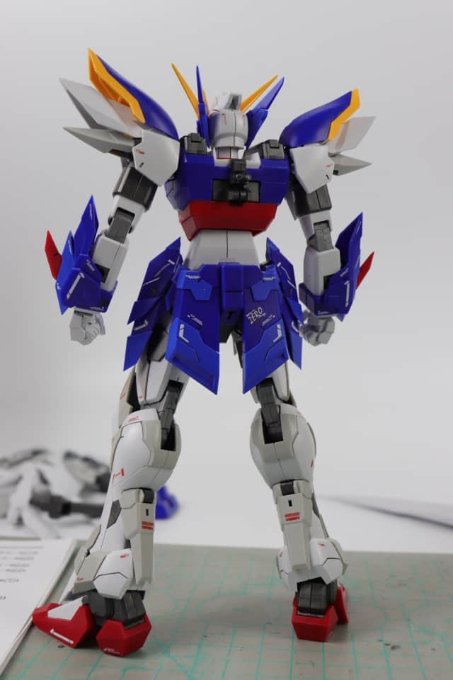 Wing Zero Gundam robot back view showing wing configuration Wing Zero Gundam robot back view showing wing configuration